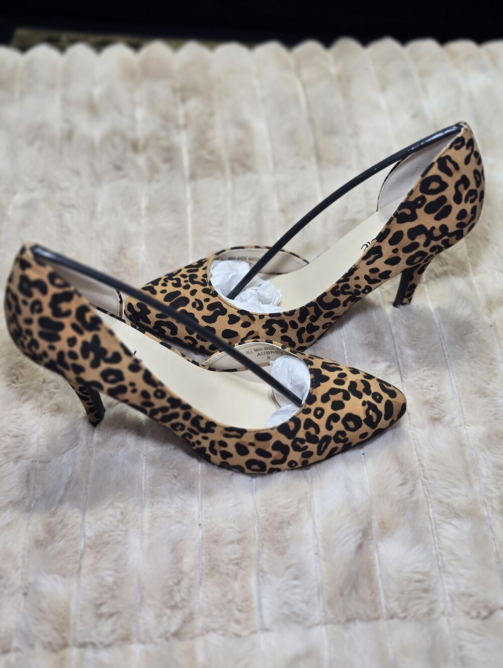 Red Circle Footwear Leopard Print Pointed Toe Heels - Tan & Black